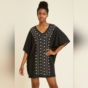 Olsenboye Chic Black Batwing with White Diamond Pattern